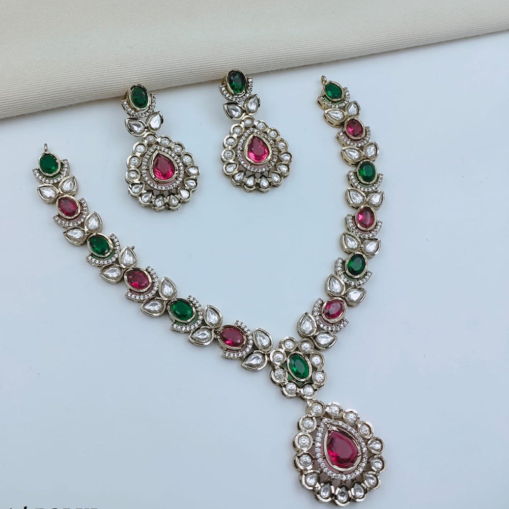 Lucentarts Jewellery Sparkling American Diamond Necklace Set for Women