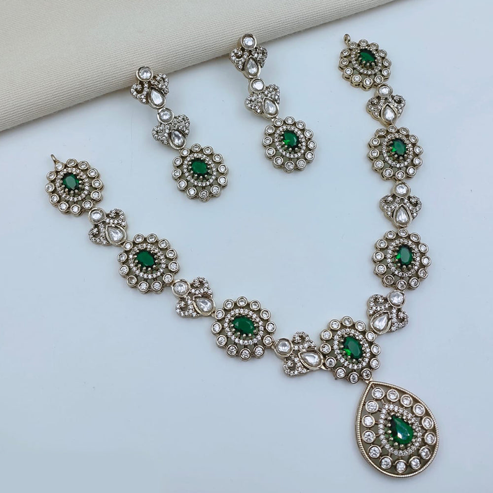 Lucentarts Jewellery Sparkling American Diamond Necklace Set for Women