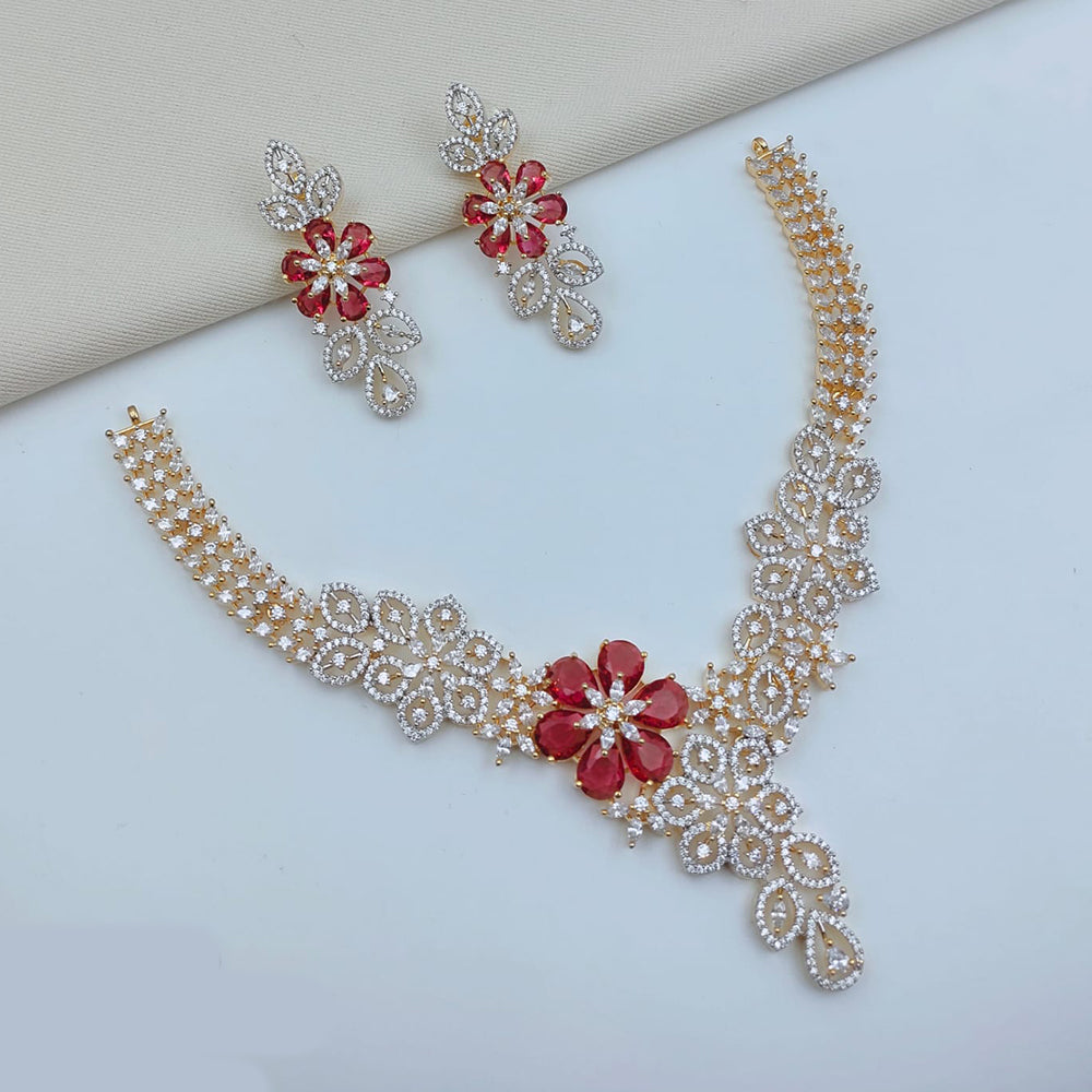 Lucentarts Jewellery Sparkling American Diamond Necklace Set for Women