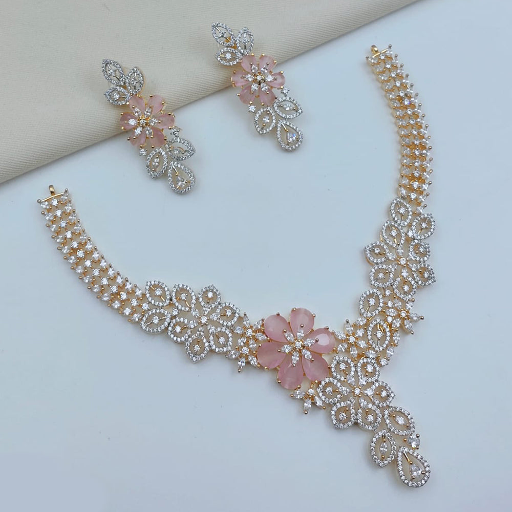 Lucentarts Jewellery Sparkling American Diamond Necklace Set for Women