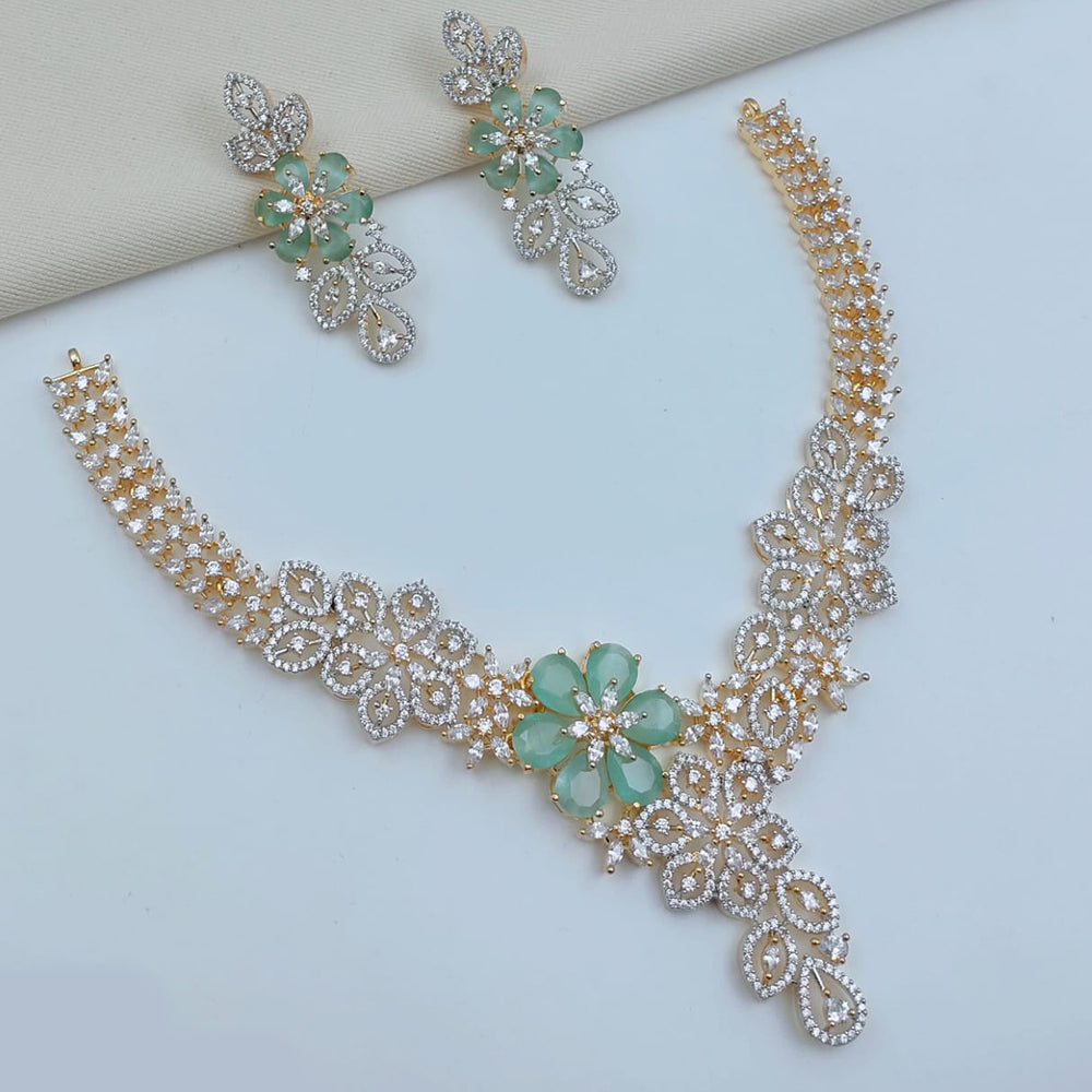 Lucentarts Jewellery Sparkling American Diamond Necklace Set for Women