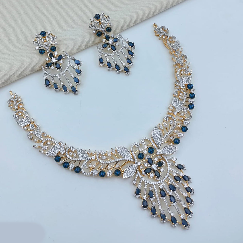 Lucentarts Jewellery Sparkling American Diamond Necklace Set for Women