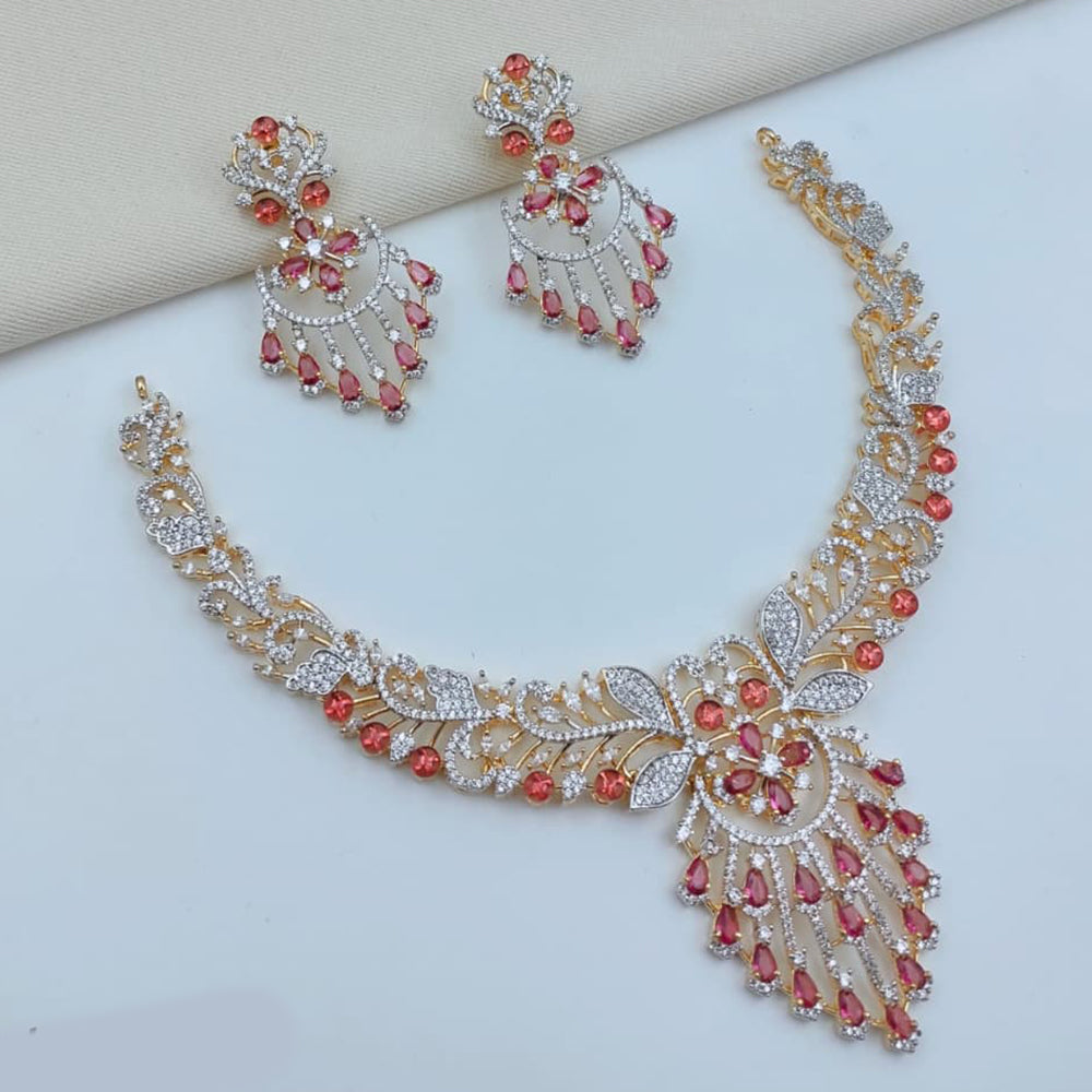 Lucentarts Jewellery Sparkling American Diamond Necklace Set for Women