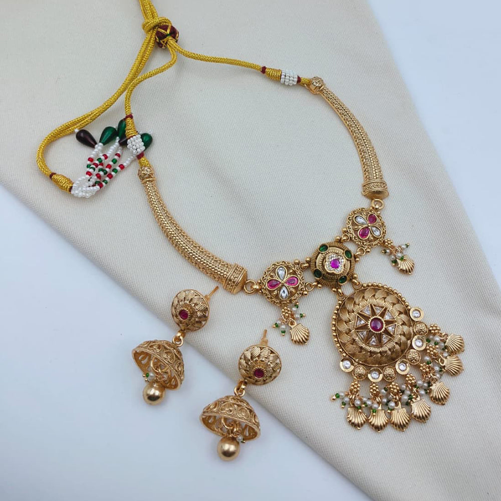 Lucentarts Jewellery Premium Pota Stone And Pearl Necklace Set