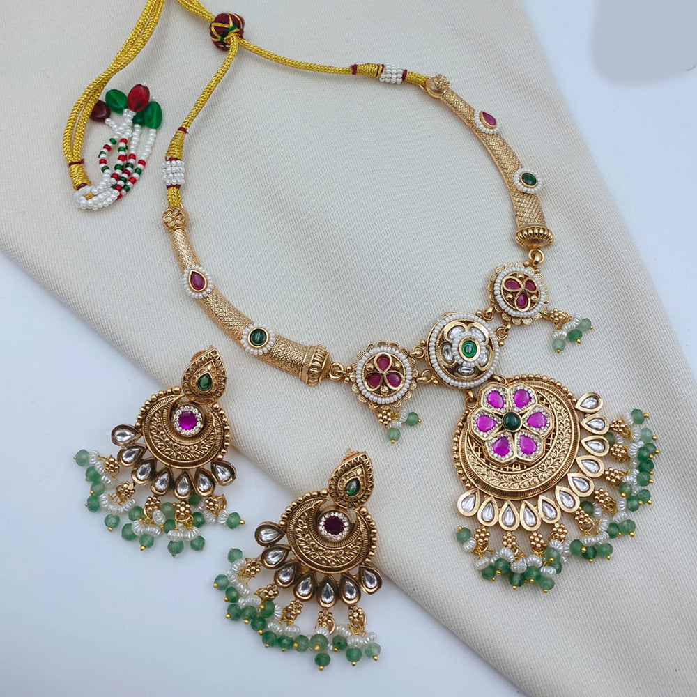 Lucentarts Jewellery Premium Pota Stone And Pearl Necklace Set