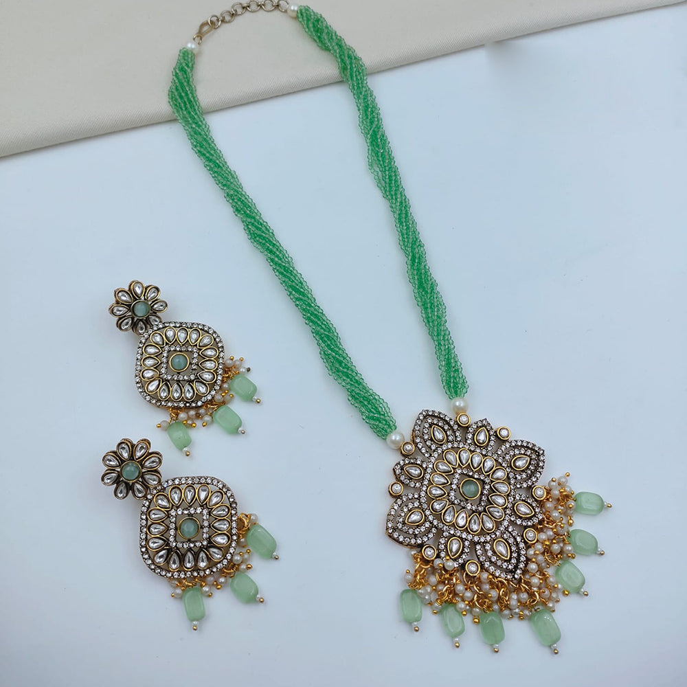 Lucentarts Jewellery Heritage Pota Stone Pearl And Beads Necklace Set