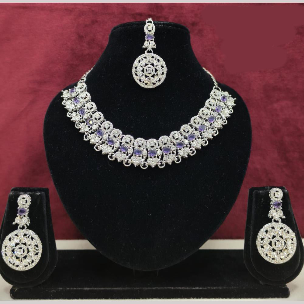 Lucentarts Jewellery Sparkling American Diamond Necklace Set for Women