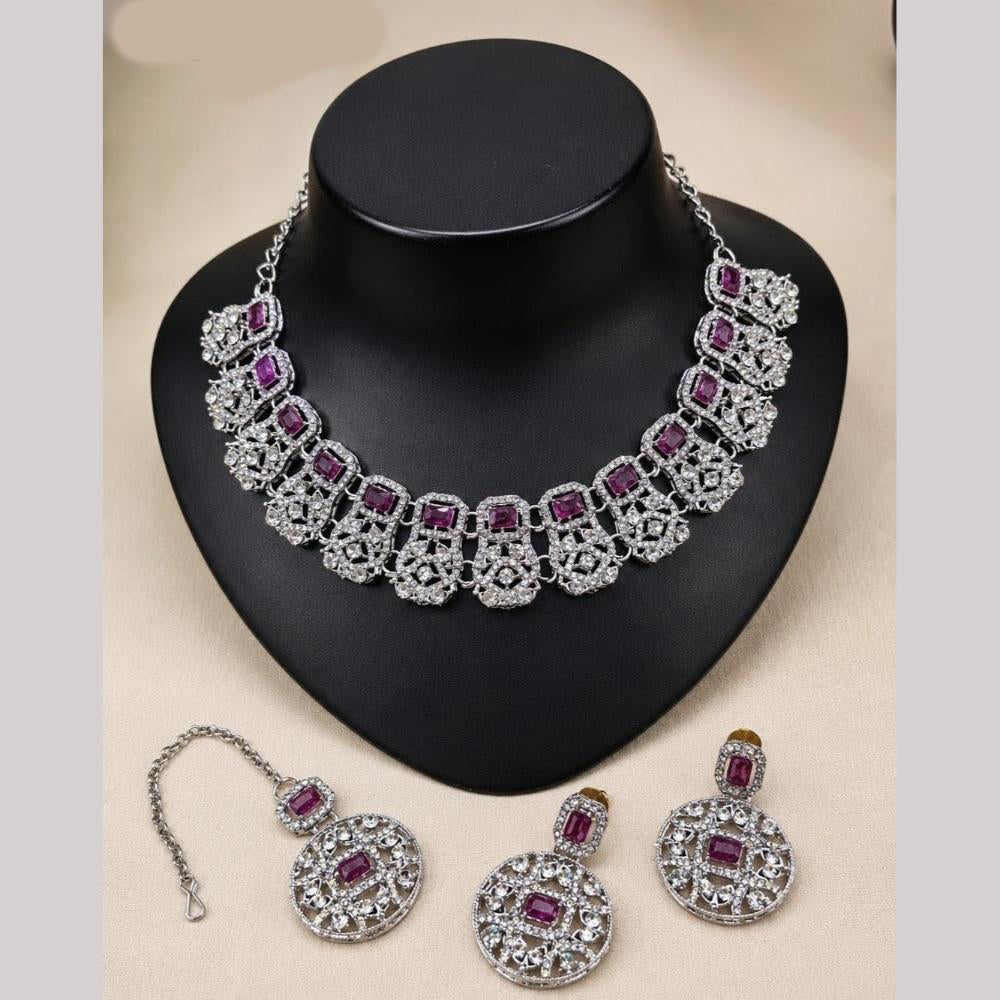 Lucentarts Jewellery Sparkling American Diamond Necklace Set for Women