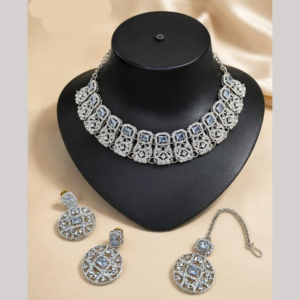Lucentarts Jewellery Sparkling American Diamond Necklace Set for Women