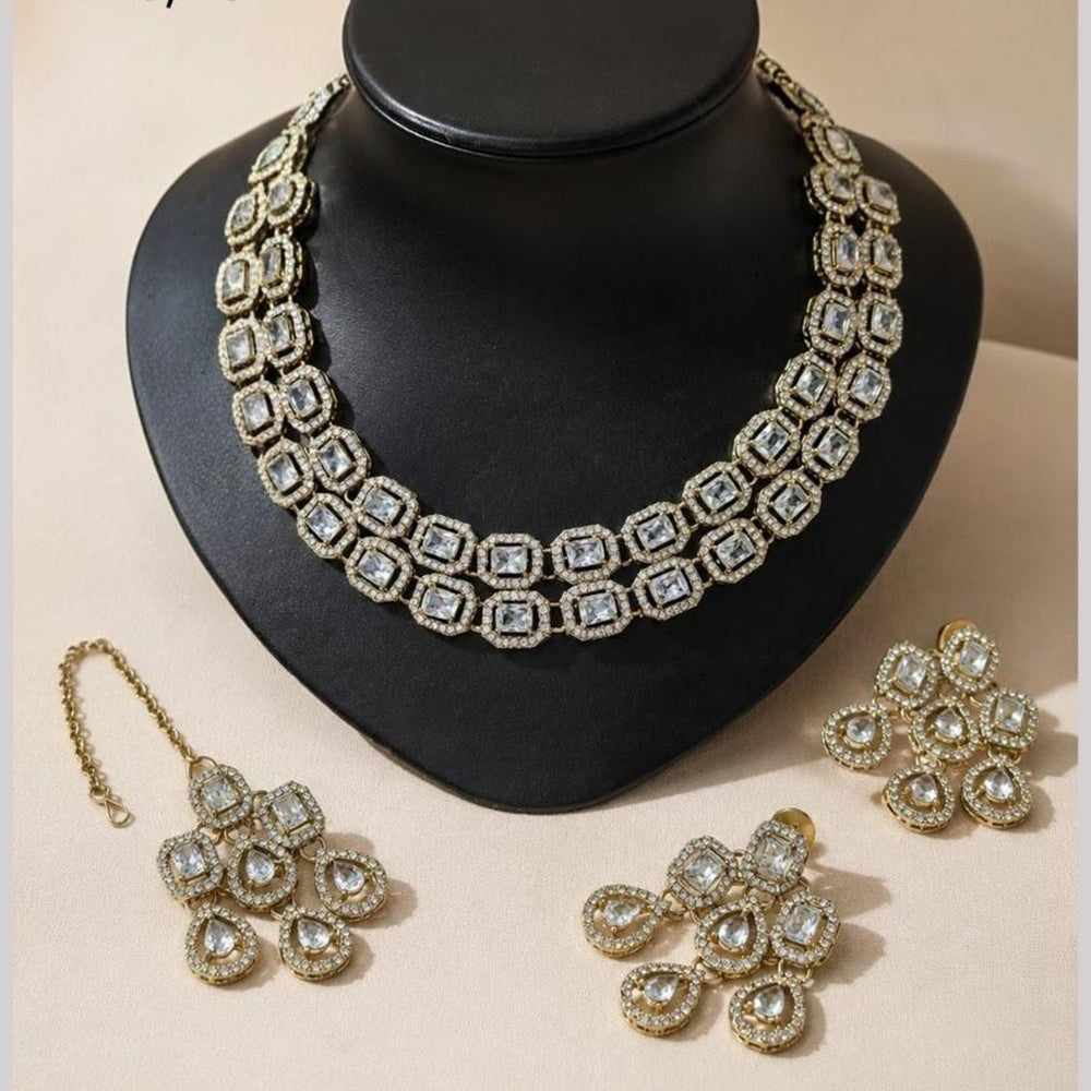 Lucentarts Jewellery Sparkling American Diamond Necklace Set for Women