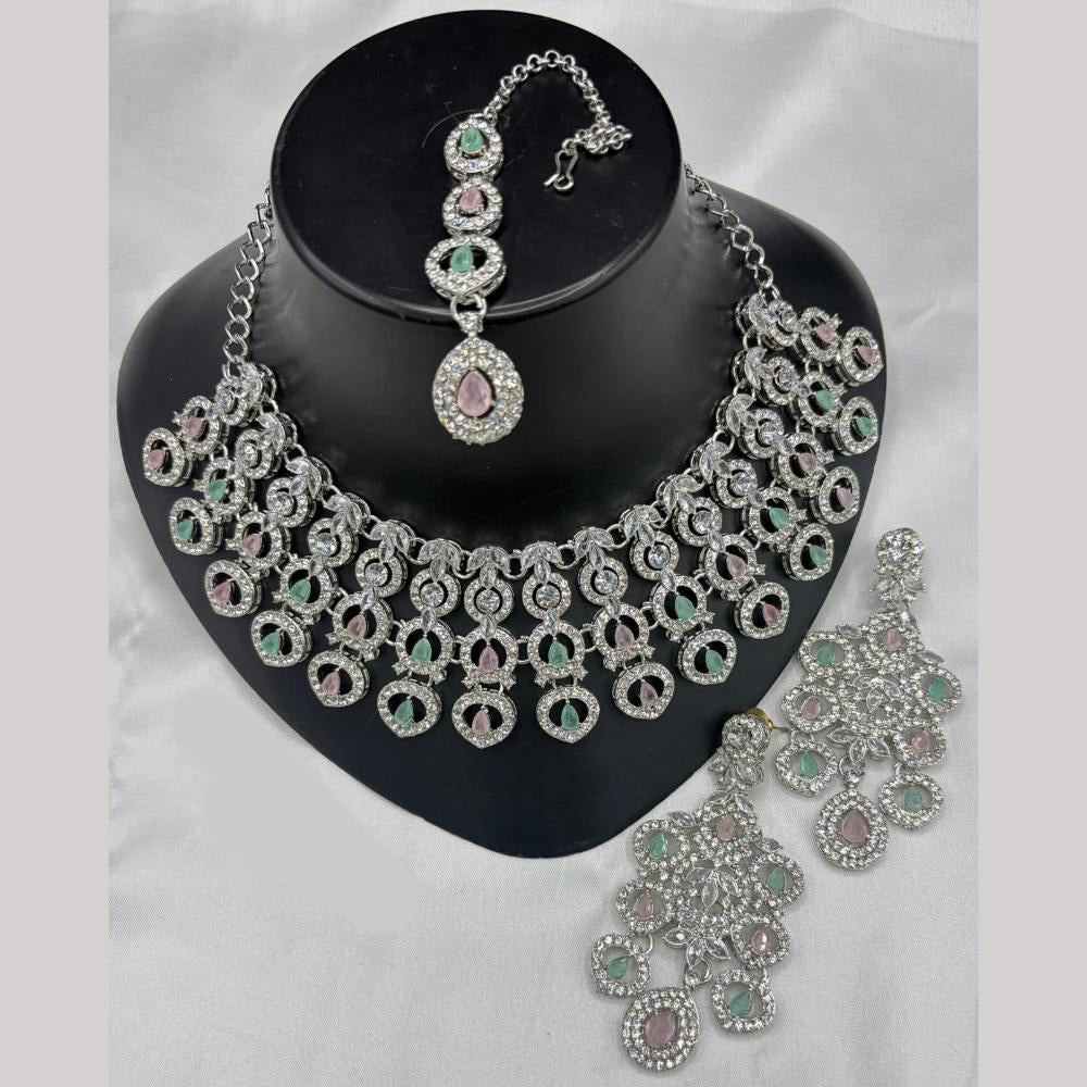 Lucentarts Jewellery Crystal And Kundan Stone Necklace Set for Women