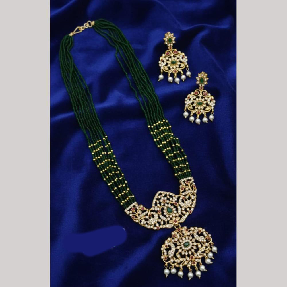 Lucentarts Jewellery Pota And Austrian Stone Long Necklace Set for Women