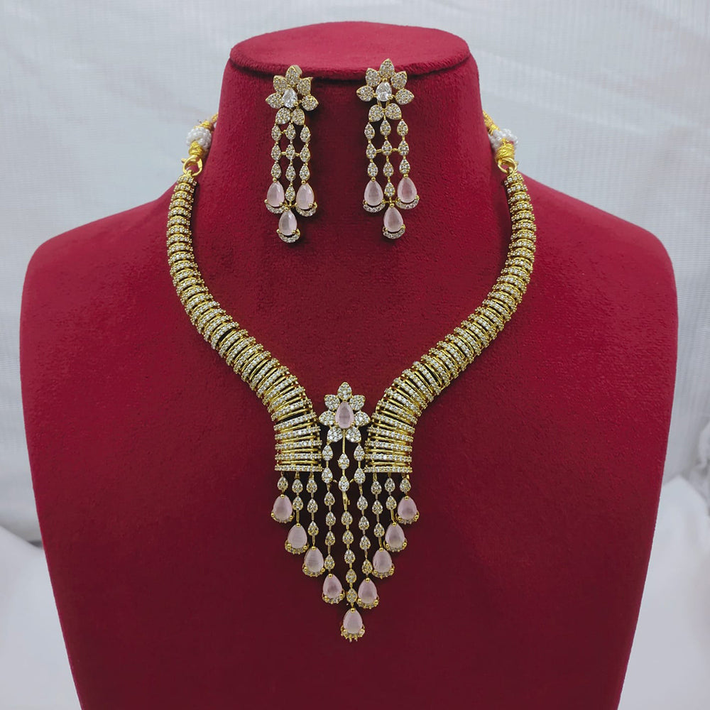 Lucentarts Jewellery Sparkling American Diamond Necklace Set for Women