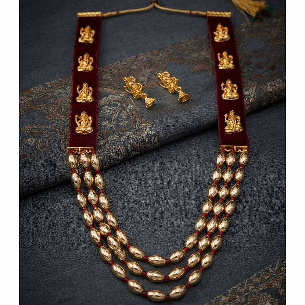 Lucentarts Jewellery Gold Plated Laxmi Design Necklace Set