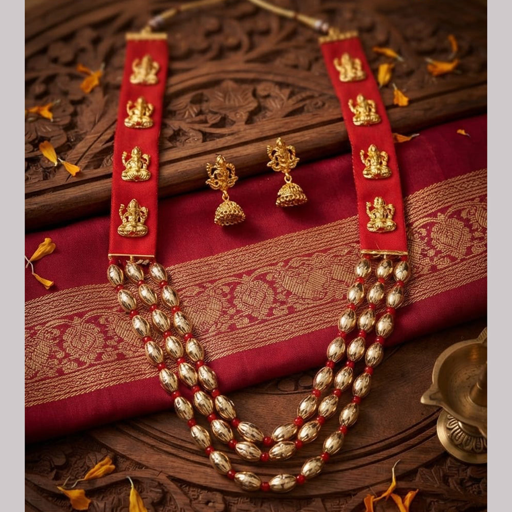 Lucentarts Jewellery Gold Plated Laxmi Design Necklace Set