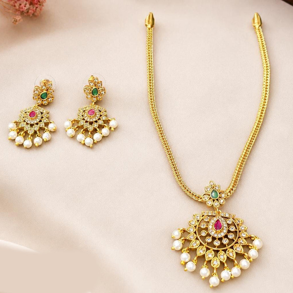 Lucentarts Jewellery Royal Austrian Stone Pearl Designer Necklace Set