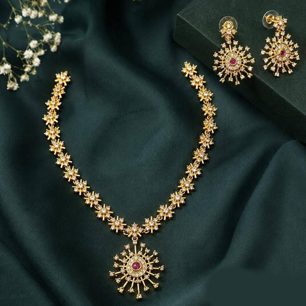 Lucentarts Jewellery Royal Austrian Stone Pearl Designer Necklace Set