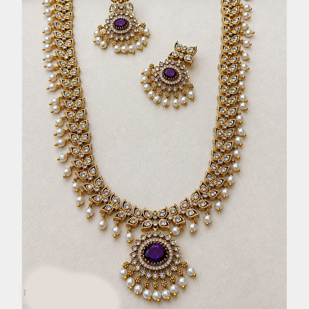 Lucentarts Jewellery Gold Plated American Diamond Necklace Set