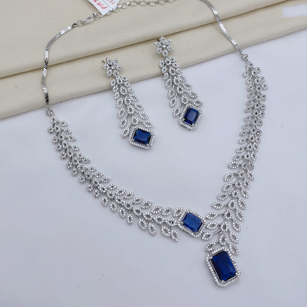 Lucentarts Jewellery Luxury American Diamond Necklace Set