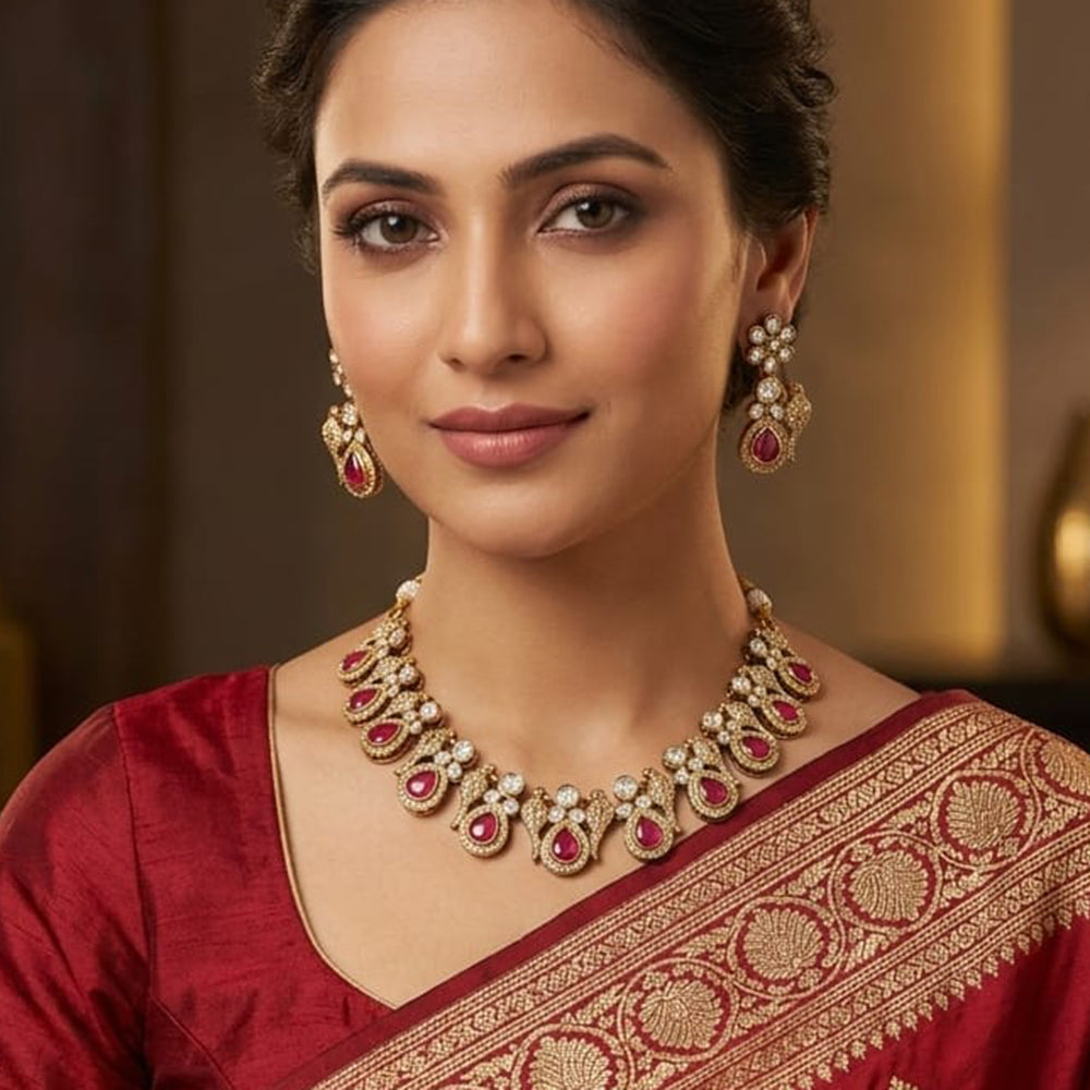 Lucentarts Jewellery Elegant Pota Stone Necklace Set