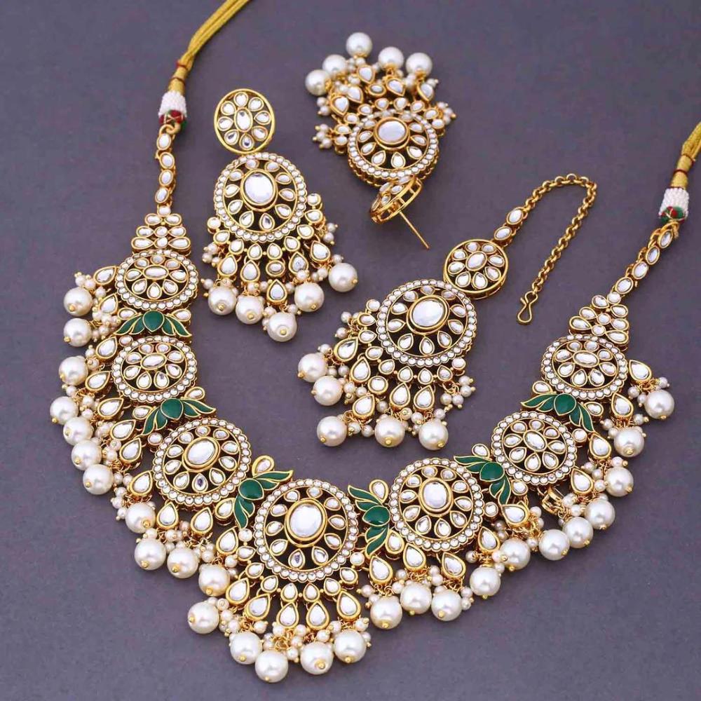 Sai Fashion Designer Kundan Stone And Beads Necklace Set