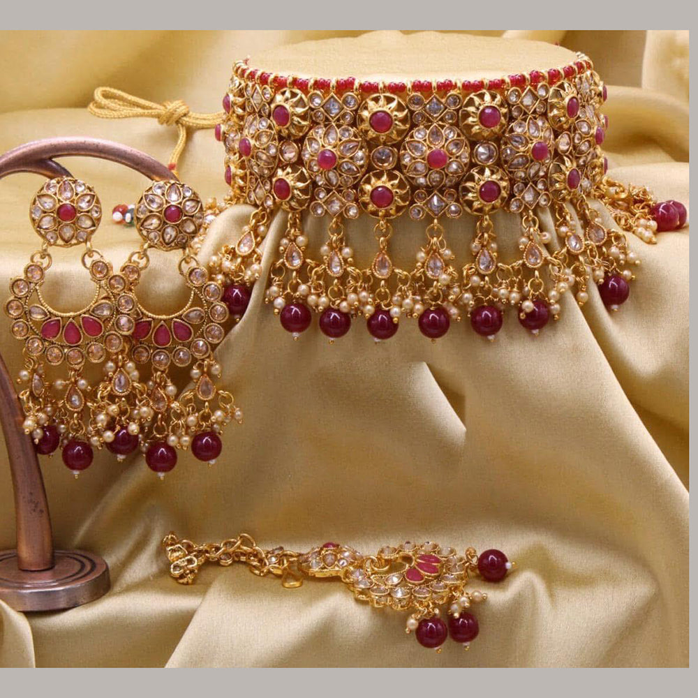 Sai Fashion Elegant Crystal Stone And Beads Choker Necklace Set