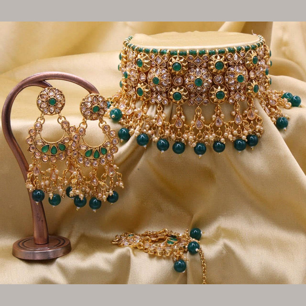 Sai Fashion Elegant Crystal Stone And Beads Choker Necklace Set