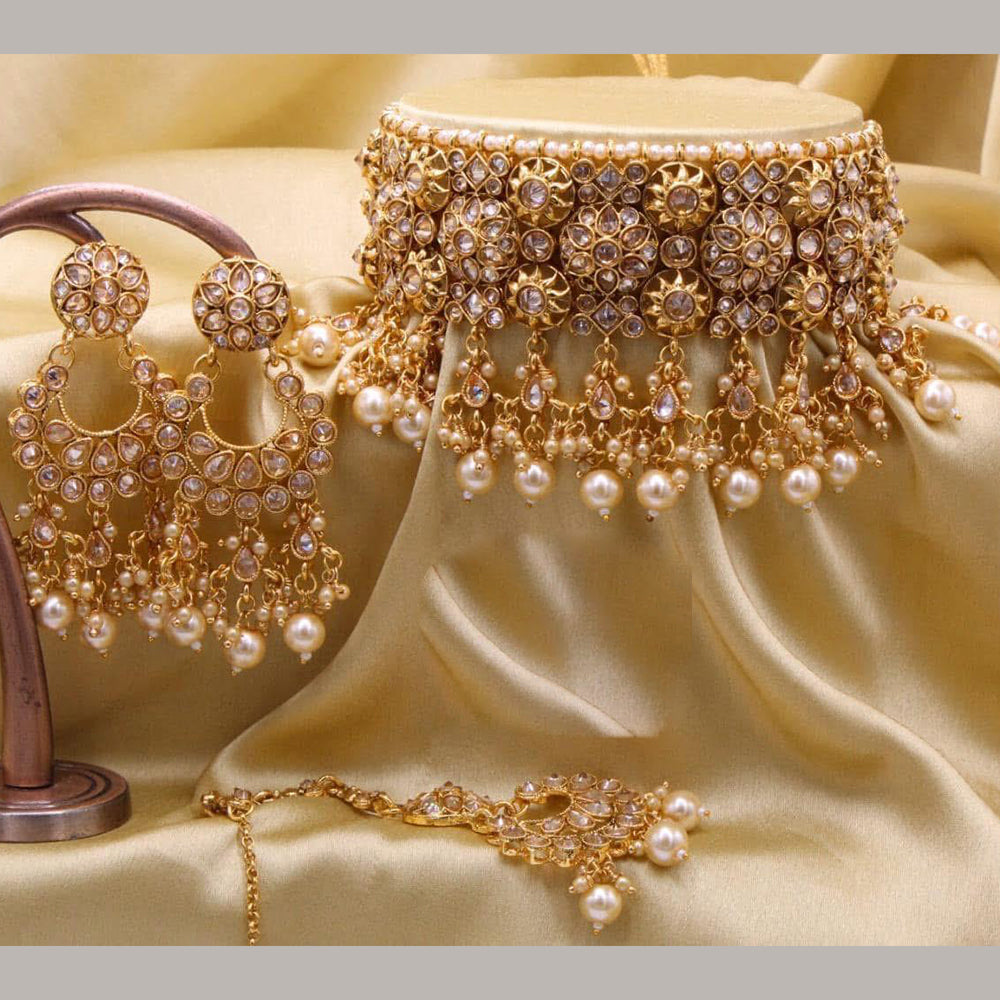 Sai Fashion Elegant Crystal Stone And Beads Choker Necklace Set