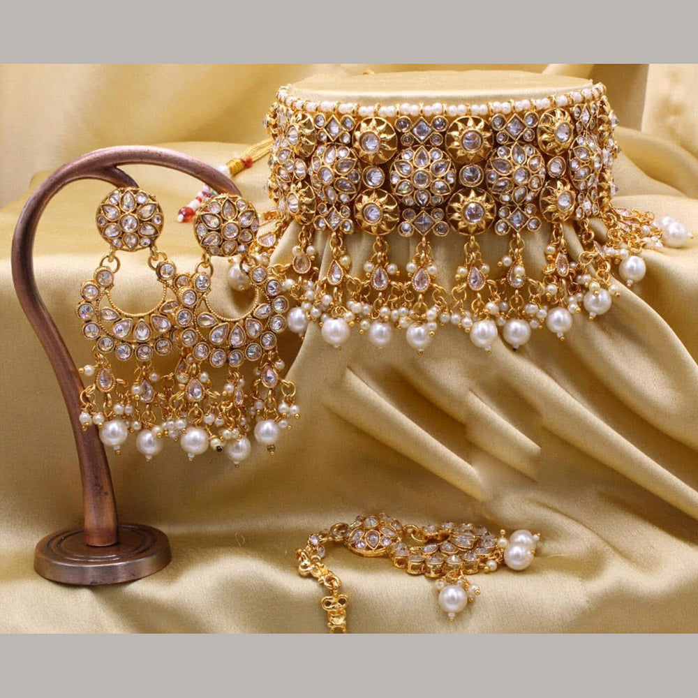 Sai Fashion Elegant Crystal Stone And Beads Choker Necklace Set