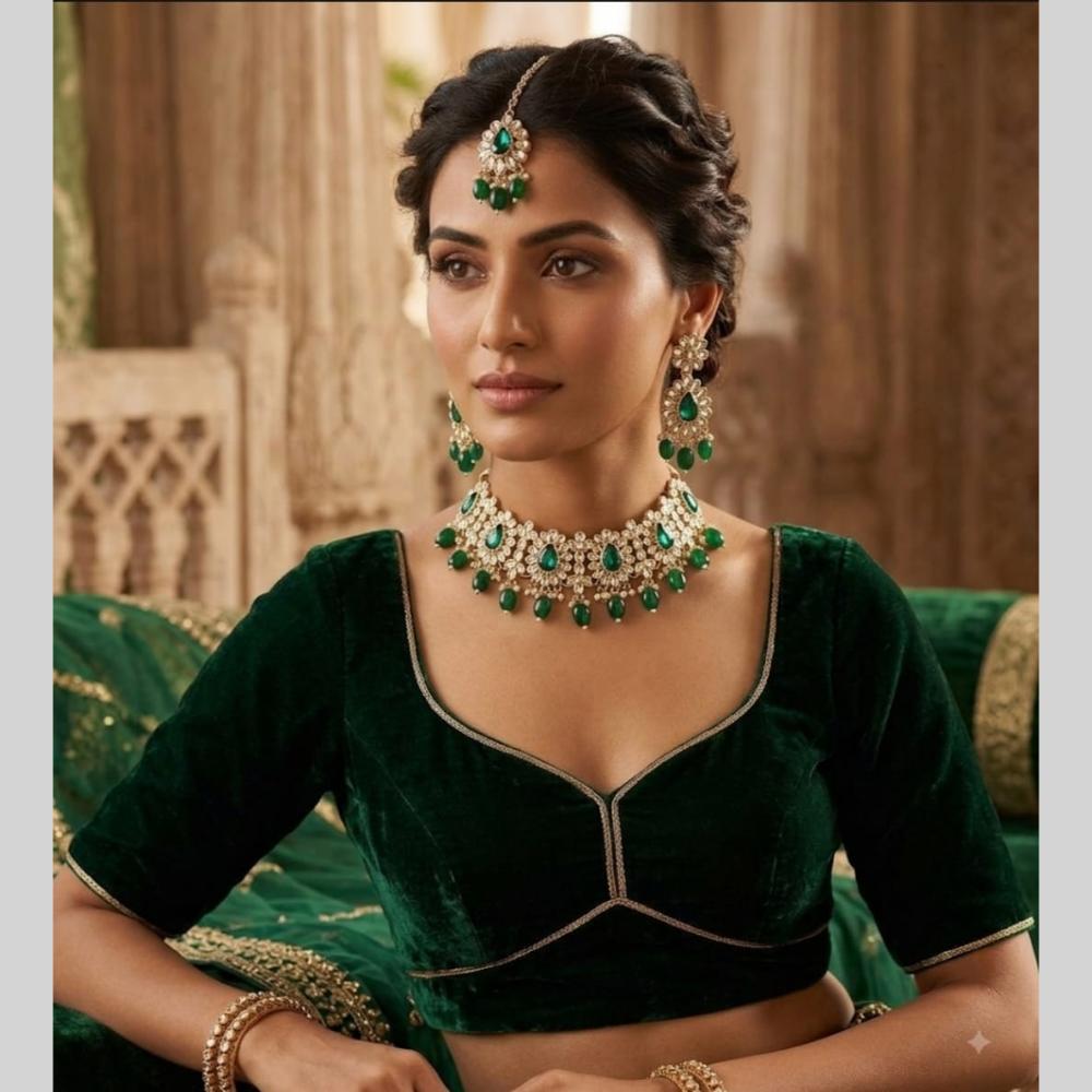 Sai Fashion Elegant Crystal Stone And Beads Choker Necklace Set