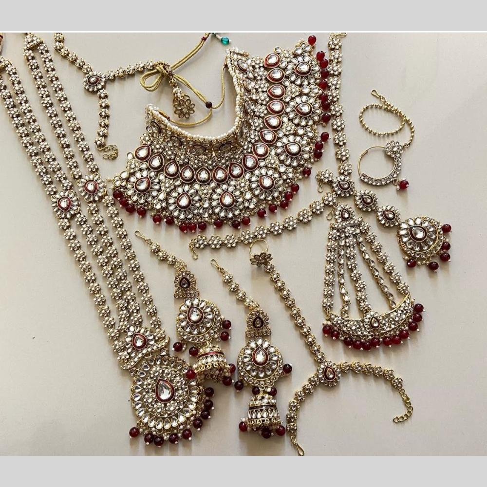 India Art Gold Plated Kundan Stone And Beads Bridal Set