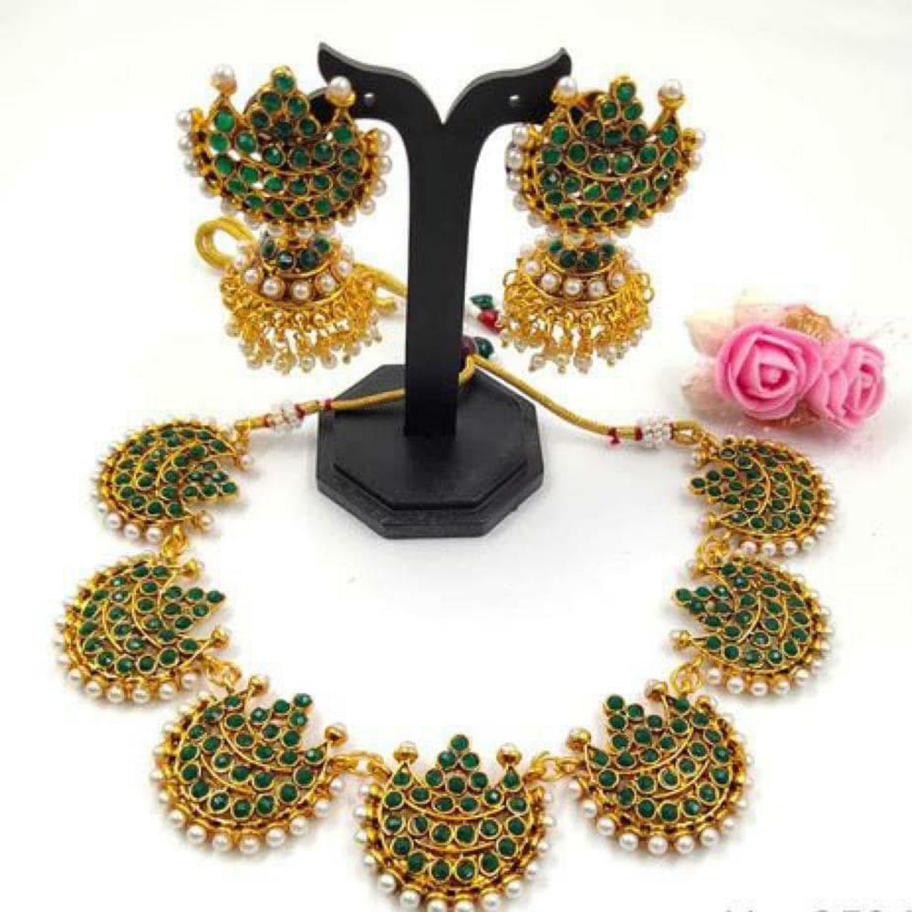 Kavita Art Premium Pota Stone And Pearl Necklace Set
