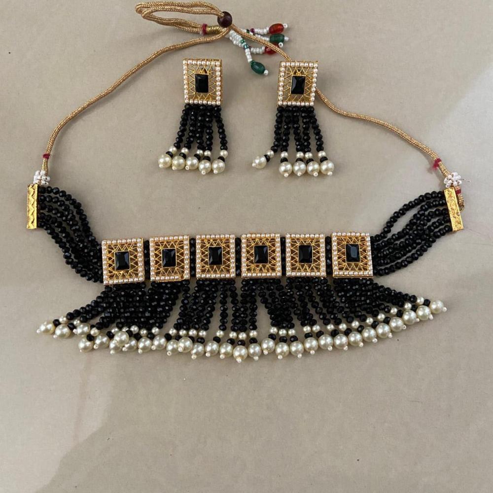 Sai Fashion Elegant Crystal Stone And Beads Choker Necklace Set