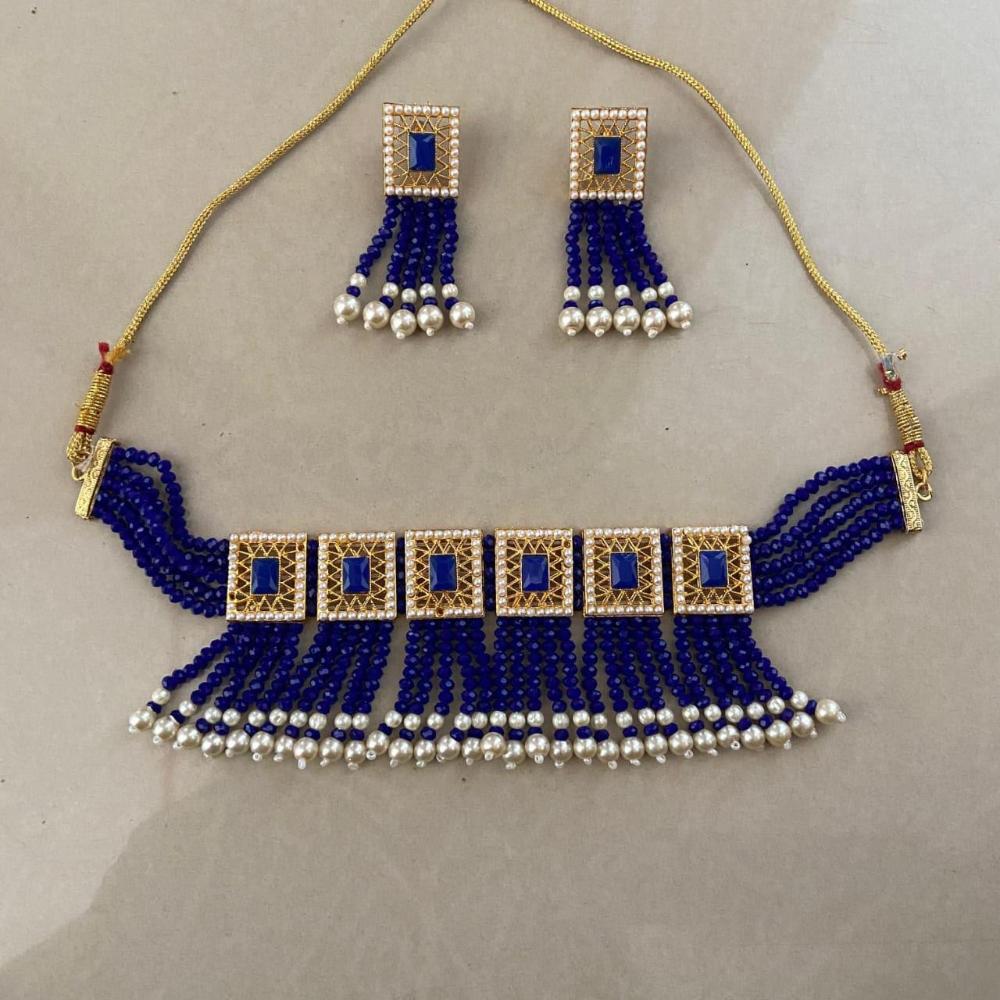 Sai Fashion Elegant Crystal Stone And Beads Choker Necklace Set