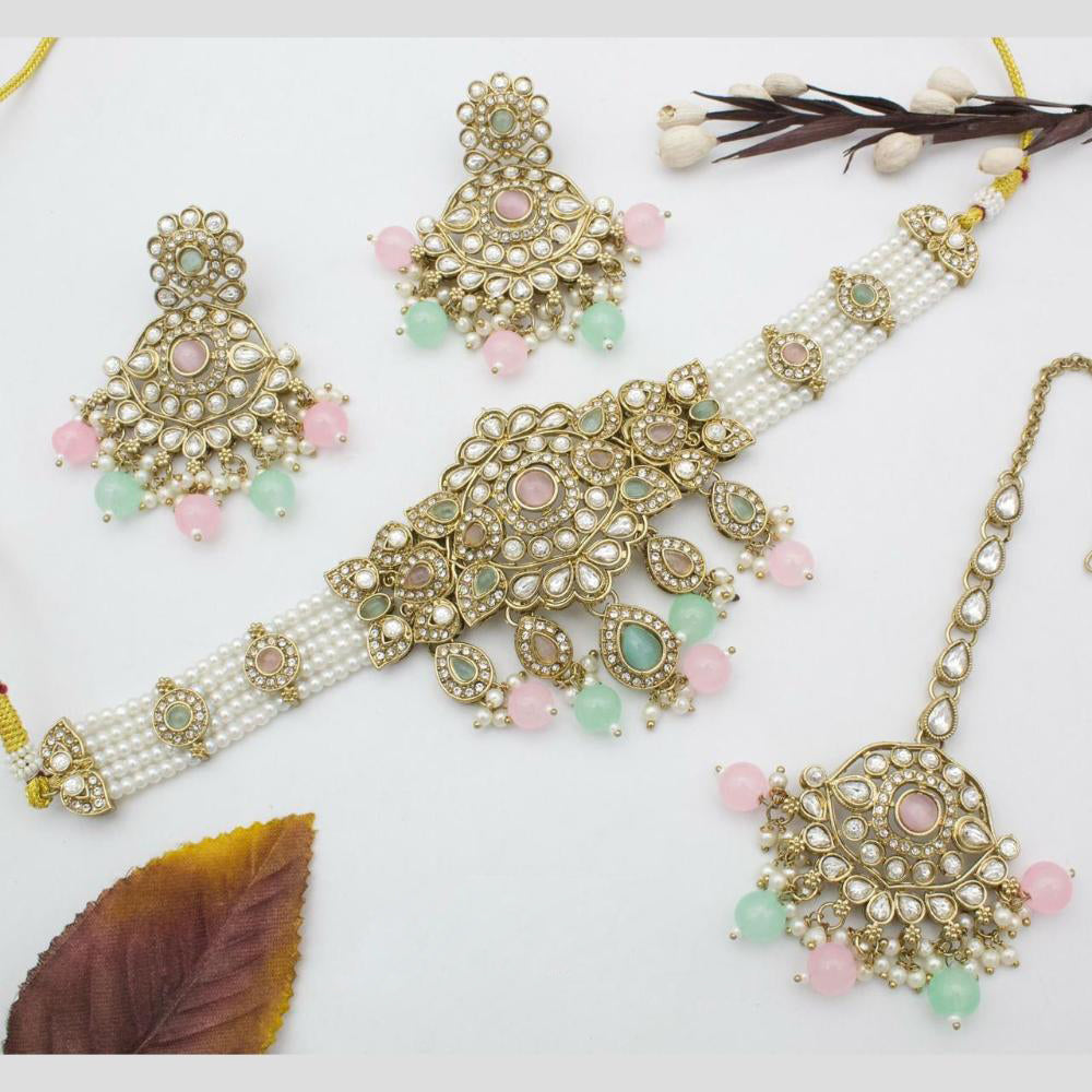 Sai Fashion Elegant Crystal Stone And Beads Choker Necklace Set