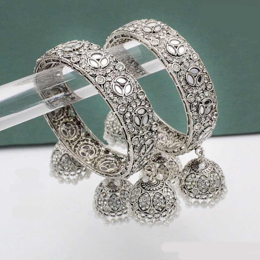 Pooja Bangles Silver Plated Mirror Bangle Set