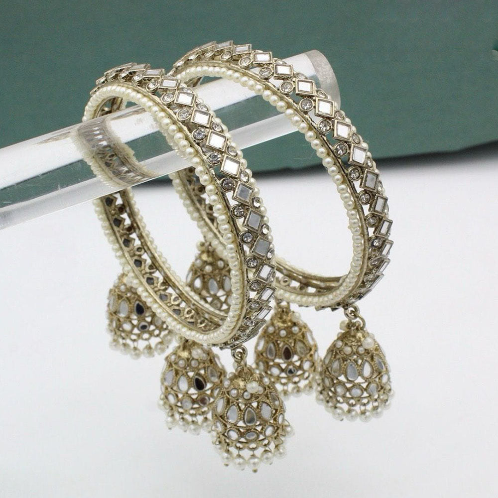 Pooja Bangles Gold Plated Mirror Bangle Set