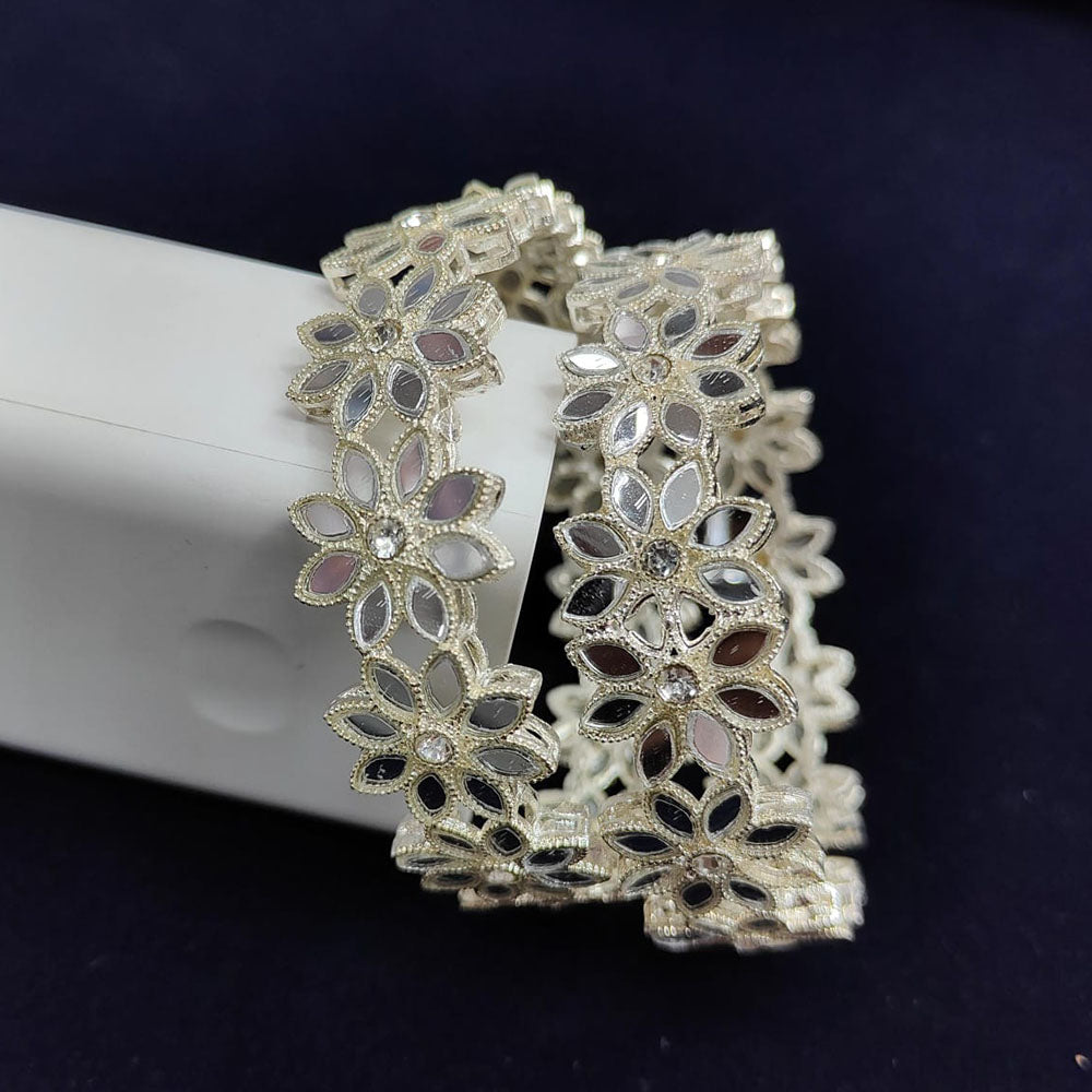 Pooja Bangles Silver Plated Mirror Bangle Set