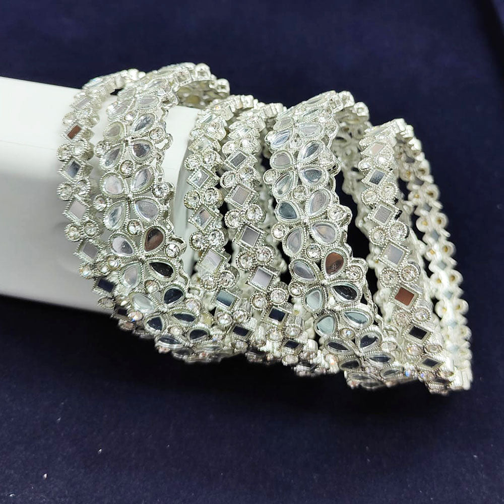 Pooja Bangles Silver Plated Mirror Bangle Set