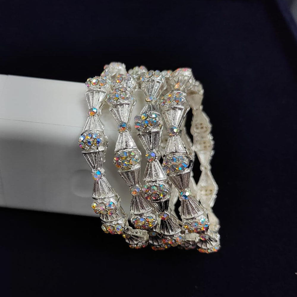 Pooja Bangles Silver Plated Austrian Stone Bangle Set