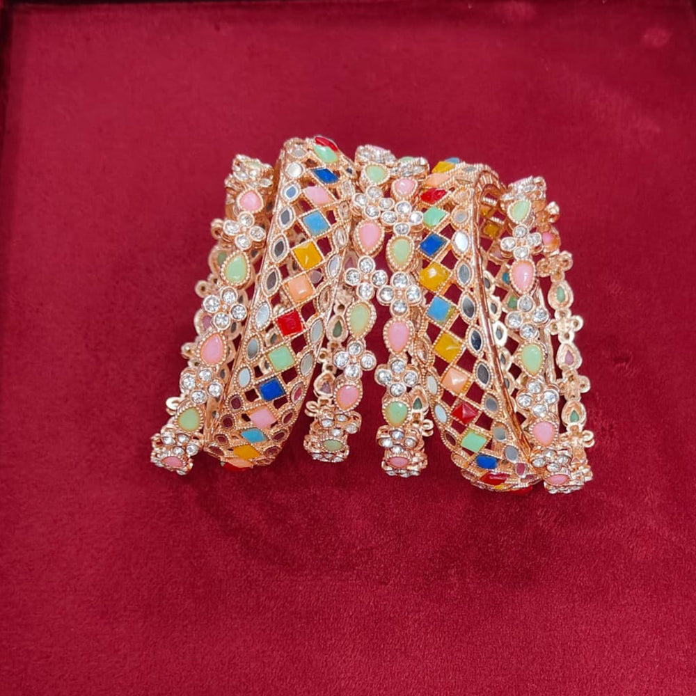 Pooja Bangles Mirror And Pota Stone Bangle Set