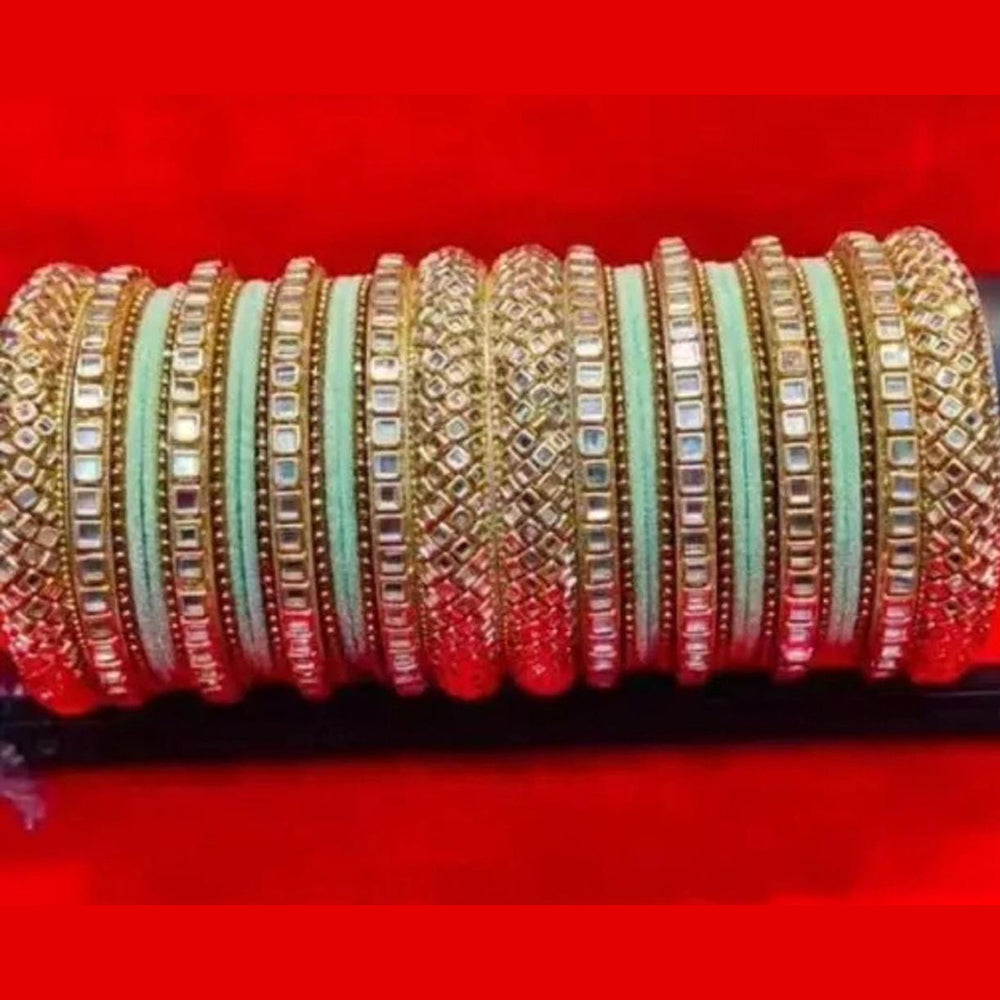 Pooja Bangles Gold Plated Mirror And Velvet Bangles Set