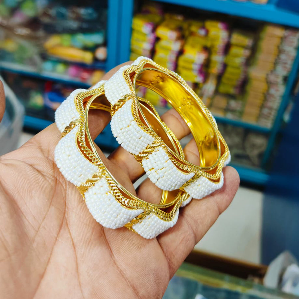 Pooja Bangles Gold Plated Pearls Bangles Set