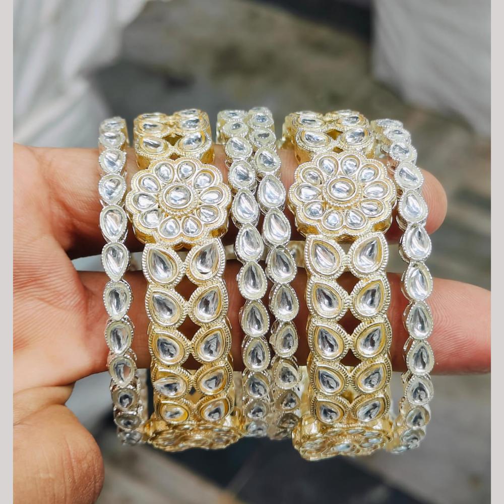 Pooja Bangles 2 Tone Plated Kundan Stone Bangles Set