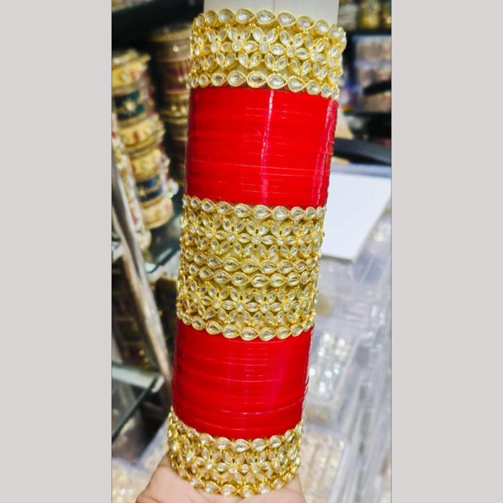 Pooja Bangles Gold Plated Kundan Stone Acrylic Bangles Set