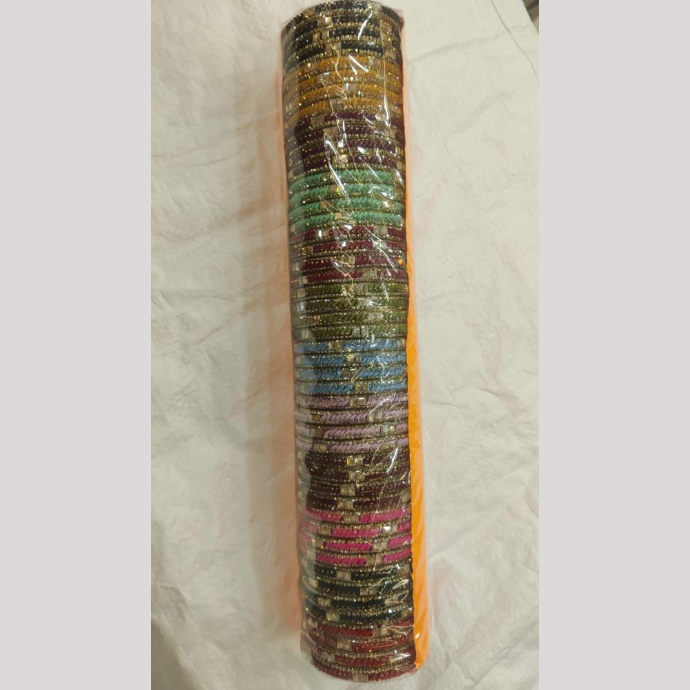 Pooja Bangles Multi Colors Crystal Stone Bangle Set