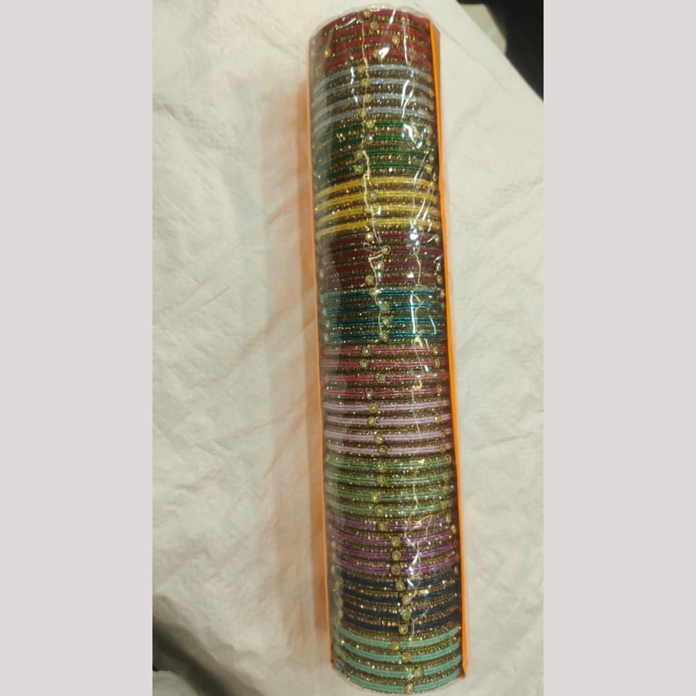 Pooja Bangles Multi Colors Crystal Stone Bangle Set