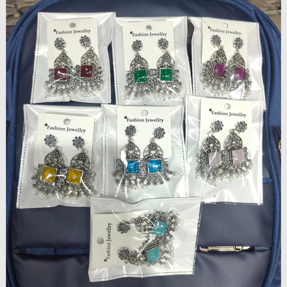 Pooja Bangles Trendy Monalisa Stone Oxidised Earrings for Traditional Outfits