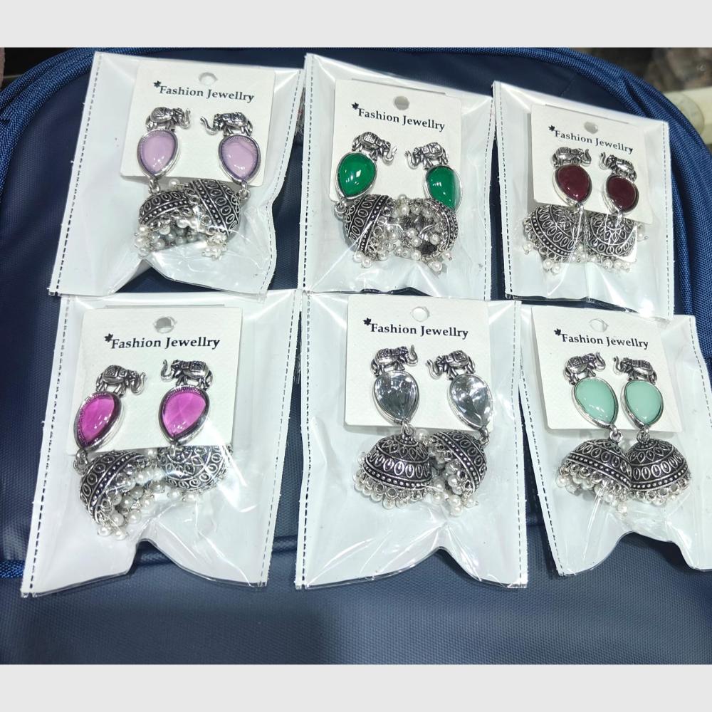 Pooja Bangles Trendy Monalisa Stone Oxidised Earrings for Traditional Outfits