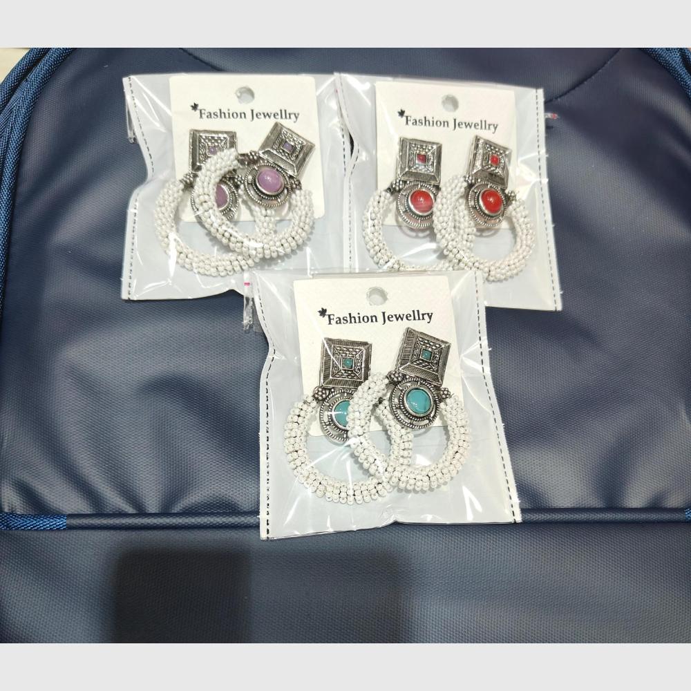 Pooja Bangles Trendy Monalisa Stone Oxidised Earrings for Traditional Outfits